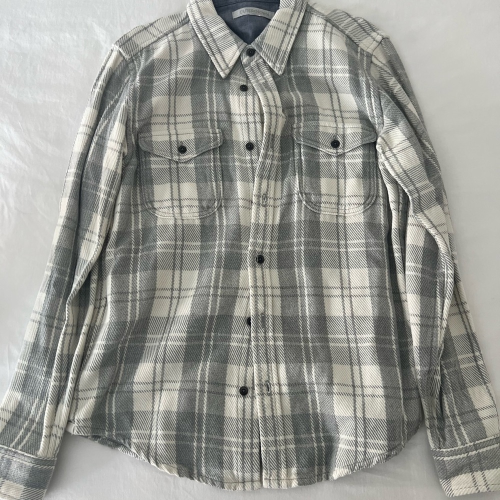 Outerknown Gray and White Casual Button Down Shirt
